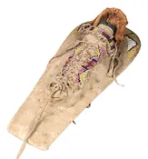 An Early Ute Beaded Toy Cradle Doll