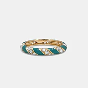14K Yellow Gold Turquoise Enamel and Diamond Stack Ring — Zoland