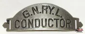 GNRy - Great Northern Railway Lines Conductor Dome Style Nickel Hat Badge