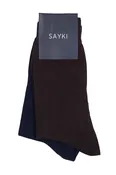 Basic Brown - Navy Socket Bamboo Socks