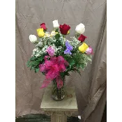 Dozen Multicolored Roses by Park Florist
