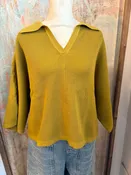 3/4 Sleeve Ribbed Collar Top