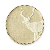 Ceramic Round Platter "Deer with Burlap texture" Mud Pie
