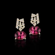 Abstract Drop Earrings | Diamonds & Rubellite