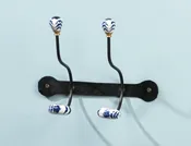 2 Hook Ceramic Blue Knob