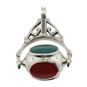 4 Stone Spinning Fob Pendant - Vintage Style - Sterling Silver