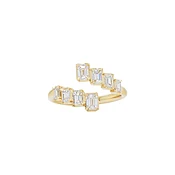 0.96 Carat Emerald-cut Diamond Crossover Ring in Yellow Gold
