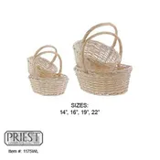 1175WL (4 OVAL WHITE WASH WILLOW BASKT)