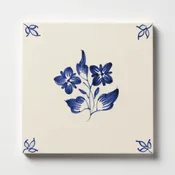 238b Garden Flowers Blue Glazed Ceramic Tile 6×6