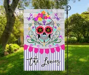 Personalized Sugar Skull Garden Flag - Welcome - Custom - 12x18 - Gift Idea