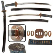 Original 18th Century Edo Period Japanese Handmade Ō-Wakizashi Short Sword with Lacquered Scabbard
