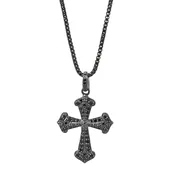 Black Diamond Celestial Cross Pendant Necklace