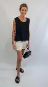 Black Floral Lace Sleeveless Top