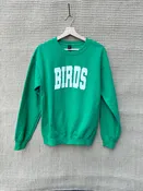 Birds Block Letter Crewneck - Kelly Green