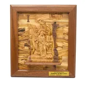 14 Stations of The Cross for Catholic Church, Olive Wood Carving Set