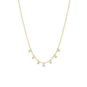 14k 7 Dangling Prong Diamond Tube Bar Chain Necklace