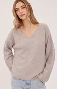 Annalise V-Neck Sweater, Heather Latte