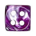 12mm Round Corner Mini Swirl Opaque Dice - Purple With White Dots