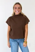 At Home Here Mock Neck Sweater in Brown