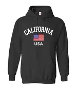 AH 5023 California Flag USA Black Adult Hoodie