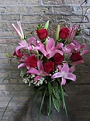Blend Of Red Roses &amp;amp; Fragrant Lilies