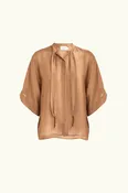 Amal Silk Habotai Short Sleeve Top