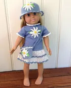 18" Doll Daisy T-Shirt Dress, Hat & Purse Crochet Pattern