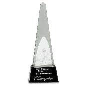 10 1/4" Clear Crystal 3D Golf Spire on Black Pedestal Base
