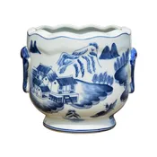Blue & White Canton Round Cachepot