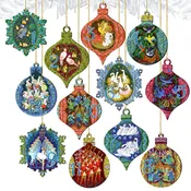 12 Days of Christmas Wooden Ornament Set of 12 by G. Debrekht - Christmas Decor