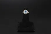 925 Sterling Silver Blue CZ Oval Halo Filigree Ring #58641