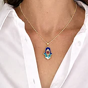Blue &amp;amp; Red Hamsa Necklace
