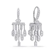 14 KT Baguette Shape White Gold Diamond Earring