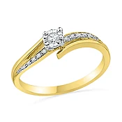 1/10 CT. T.W. Diamond Wavy Bypass Promise Ring in 10K Gold