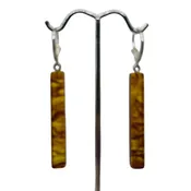 Amber Rectangle Dangle Sterling Silver Earrings | 2" Long | Amber | 1 Pair |