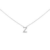 10K White Gold Diamond Accent "A-Z" Block Initial Pendant Necklace