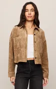All Day Cropped Suede Jacket in Light Sand