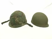 U.S. Army Military M1 Helmet w/ Cover, Liner, Woodland Camo ref 22094