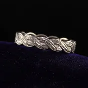 Antique Art Deco 14K White Gold Engraved Twist Wedding Band