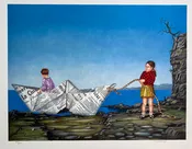 Tito Salomoni Toy Boat 1982 Signed Limited Edition Lithograph