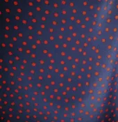 100% silk crepe de chine dot coordinates: Navy background/red dots