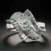 .87 Carat Mid-Century Platinum and Diamond Cocktail Ring