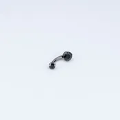 2 Gem Navel Curve - 12g - Black CZ - 3/8" - 6mm, 4mm - Titanium - Prong - Navel - Industrial Strengt — MODERN RITUAL