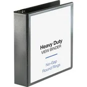 Business Source Heavy-duty View Binder 2" Binder Capacity - Letter - 8 1/2" x 11" Sheet Size - 475 Sheet Capacity - Fastener(s): Round Ring - Pocket(s): 2, Internal - Polypropylene-covered Chipboard - Black - Non-glare, Clear Overlay, Gap-free Ring, Durab