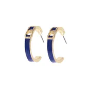 Horsebit Links Enamel Hoop Earrings
