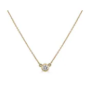 0.35 Carat Diamond Bezel Yellow Gold Solitaire Necklace
