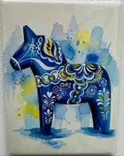 Rectangle Magnet, Watercolor Dala Horse