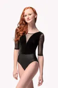 Elevé Dancewear Tempe 3/4 Sleeve Leotard, Black Velvet