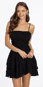 Chiffon Burnout Skater Dress with Asymmetrical Tiered Skirt
