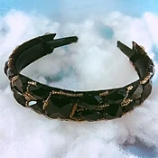 Black Headband with Black Chunky Stones — OMEFOREVER women’s fashion accessories